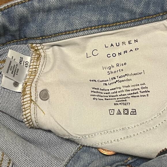 LC Lauren Conrad High Rise Denim Shorts 5 Inch Cuffed Jean Casual Summer Size 8 - Picture 7 of 9